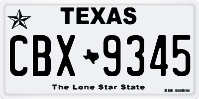 TX license plate CBX9345