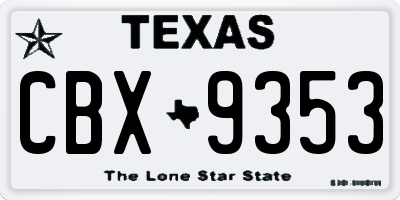 TX license plate CBX9353