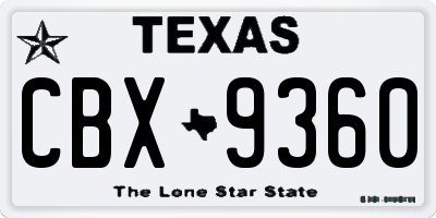 TX license plate CBX9360