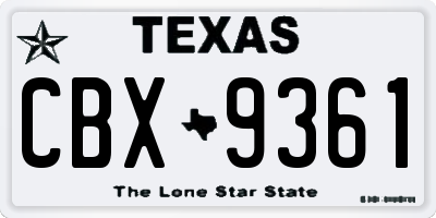 TX license plate CBX9361