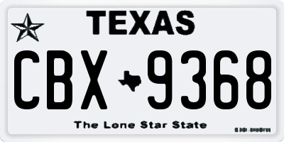 TX license plate CBX9368