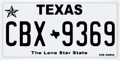 TX license plate CBX9369