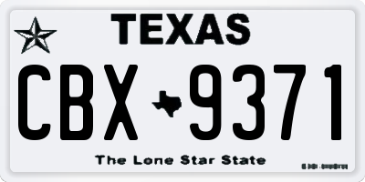 TX license plate CBX9371
