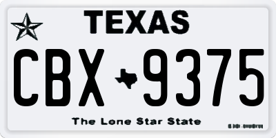 TX license plate CBX9375