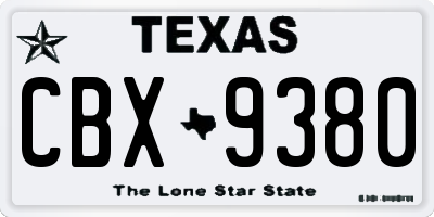 TX license plate CBX9380