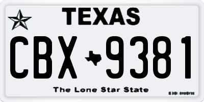 TX license plate CBX9381