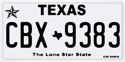 TX license plate CBX9383