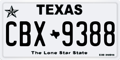 TX license plate CBX9388