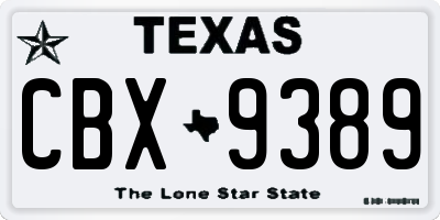 TX license plate CBX9389