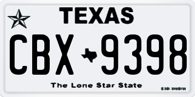 TX license plate CBX9398