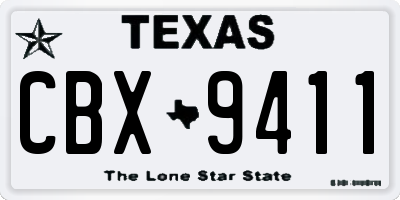 TX license plate CBX9411