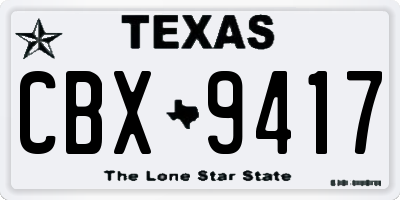 TX license plate CBX9417