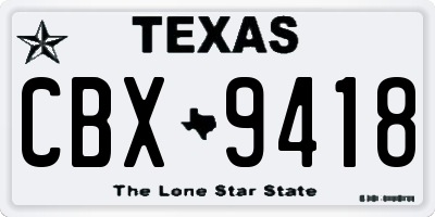 TX license plate CBX9418