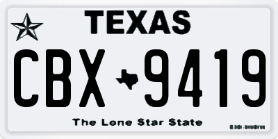TX license plate CBX9419