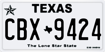 TX license plate CBX9424