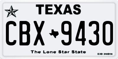 TX license plate CBX9430