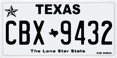TX license plate CBX9432