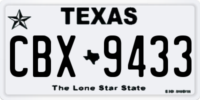 TX license plate CBX9433