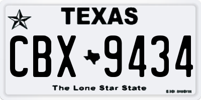 TX license plate CBX9434