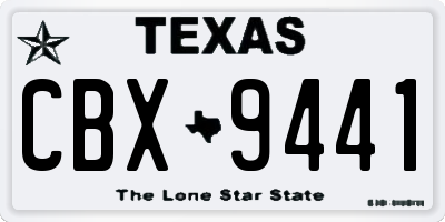 TX license plate CBX9441