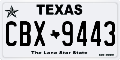 TX license plate CBX9443