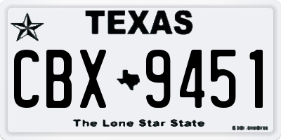 TX license plate CBX9451