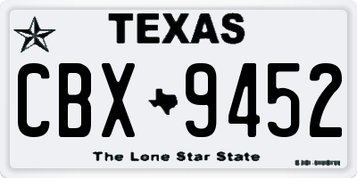 TX license plate CBX9452