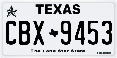 TX license plate CBX9453