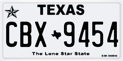TX license plate CBX9454