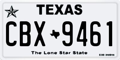 TX license plate CBX9461