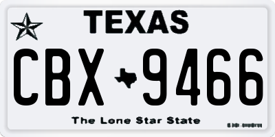 TX license plate CBX9466