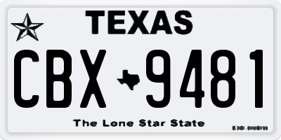 TX license plate CBX9481