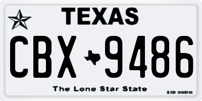 TX license plate CBX9486