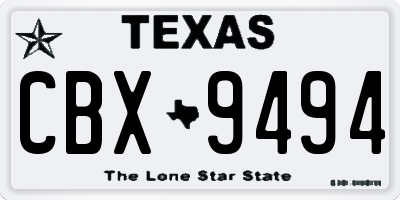 TX license plate CBX9494