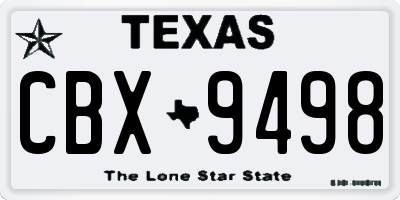 TX license plate CBX9498