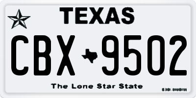 TX license plate CBX9502