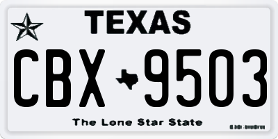 TX license plate CBX9503