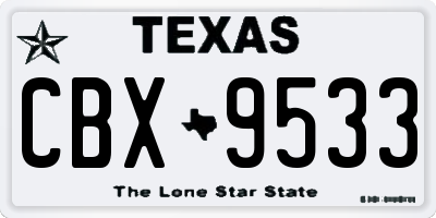 TX license plate CBX9533