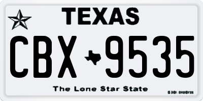 TX license plate CBX9535