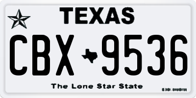 TX license plate CBX9536