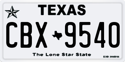 TX license plate CBX9540