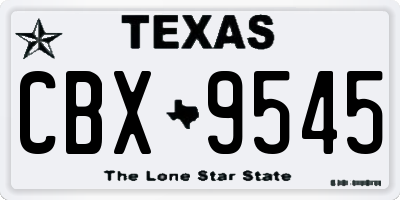 TX license plate CBX9545