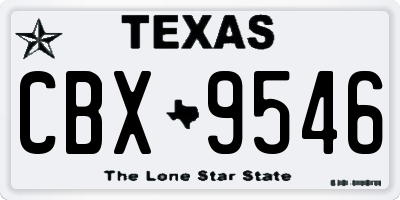 TX license plate CBX9546