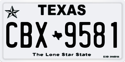 TX license plate CBX9581