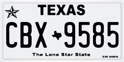 TX license plate CBX9585