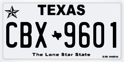 TX license plate CBX9601