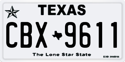 TX license plate CBX9611