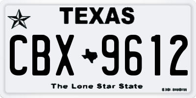 TX license plate CBX9612