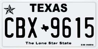 TX license plate CBX9615