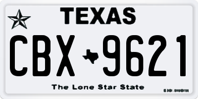 TX license plate CBX9621
